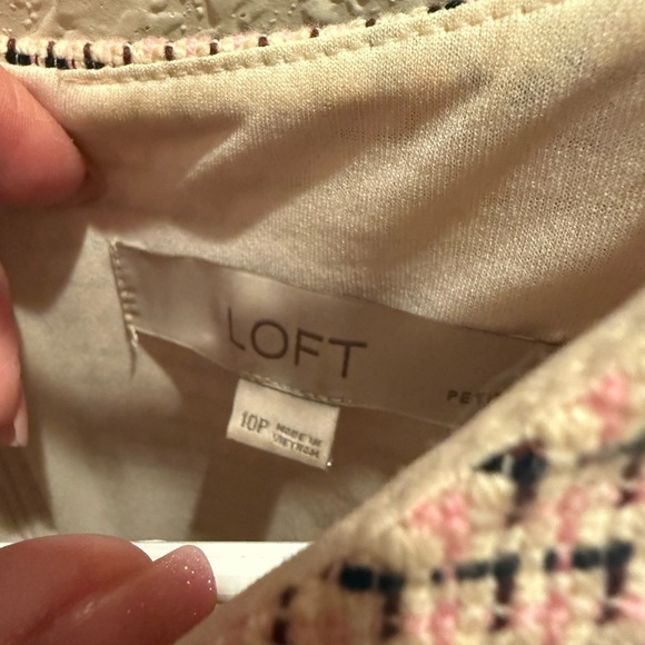 Loft Tweed Sleeveless Fringe Hem Dress Women's Size 10P Professional Office - Picture 3 of 3